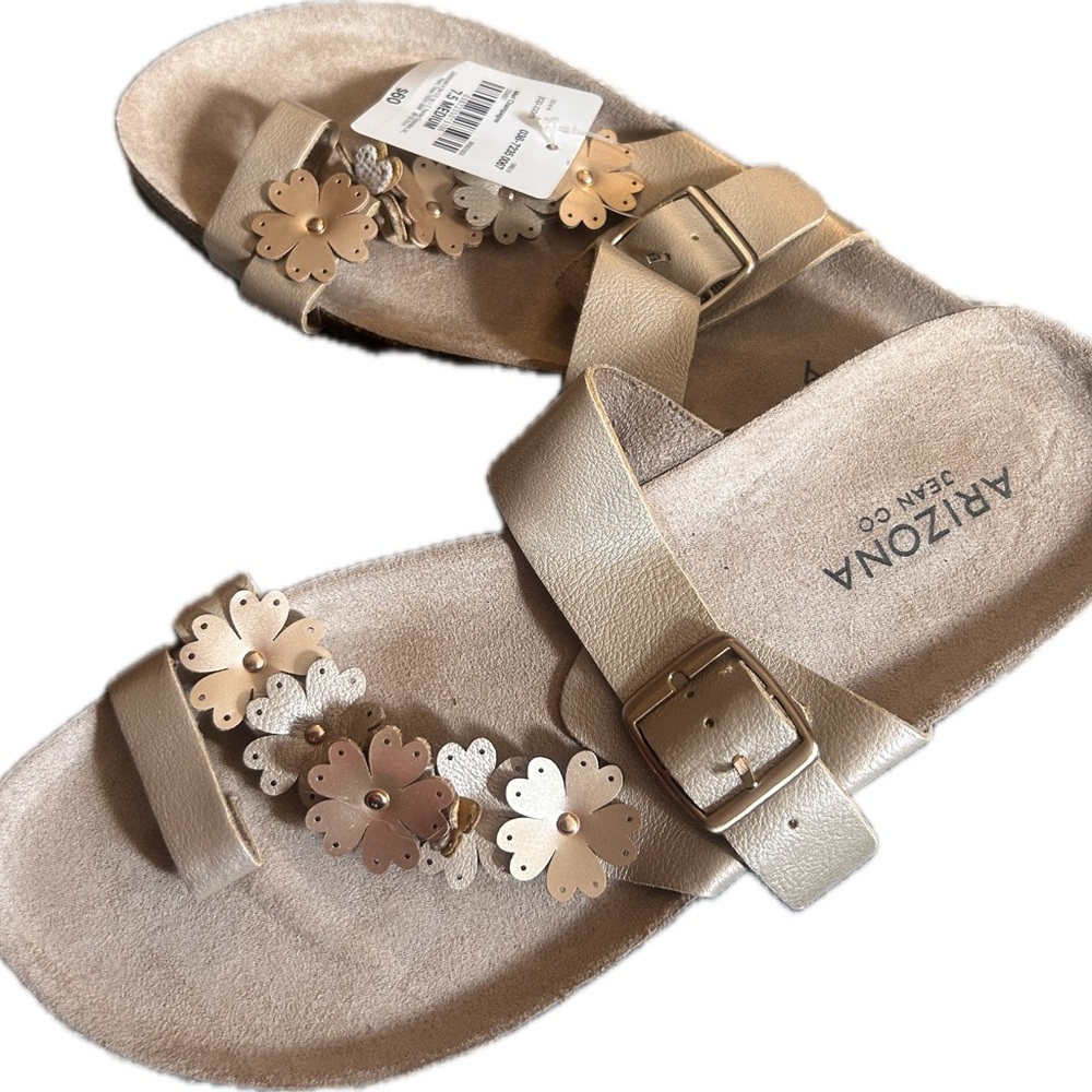 Arizona Women’s Champagne Floral Sandals Size 7.5 medium NWT - Picture 2 of 8